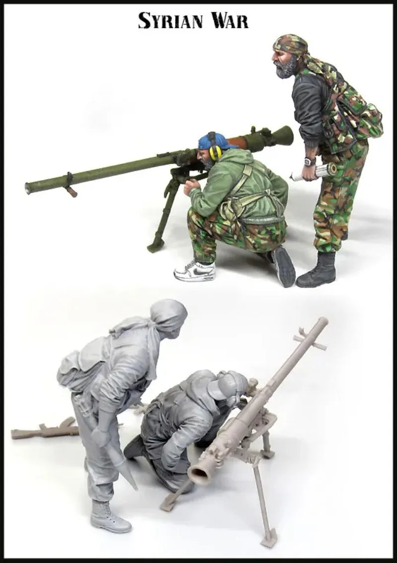 1/35 Modern Syrian War Soldiers with Launcher, 2 Figures, Resin Model Figure Kit, Unassembled and Unpainted