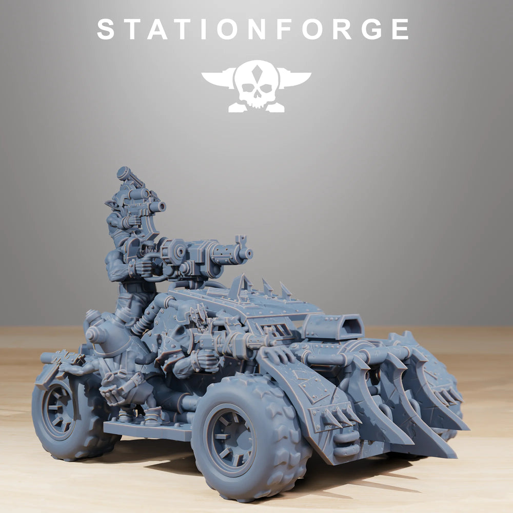 28mm Ork Speedsters, 6 Figures, Resin Model Vehicle Kit, Sci-Fi Theme, Unassembled and Unpainted