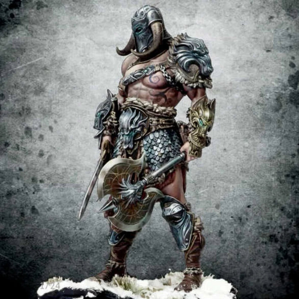 1/24 Nordic Dragon Slayer Warrior, Resin Model Figure Kit, Fantasy Theme, Unassembled and Unpainted