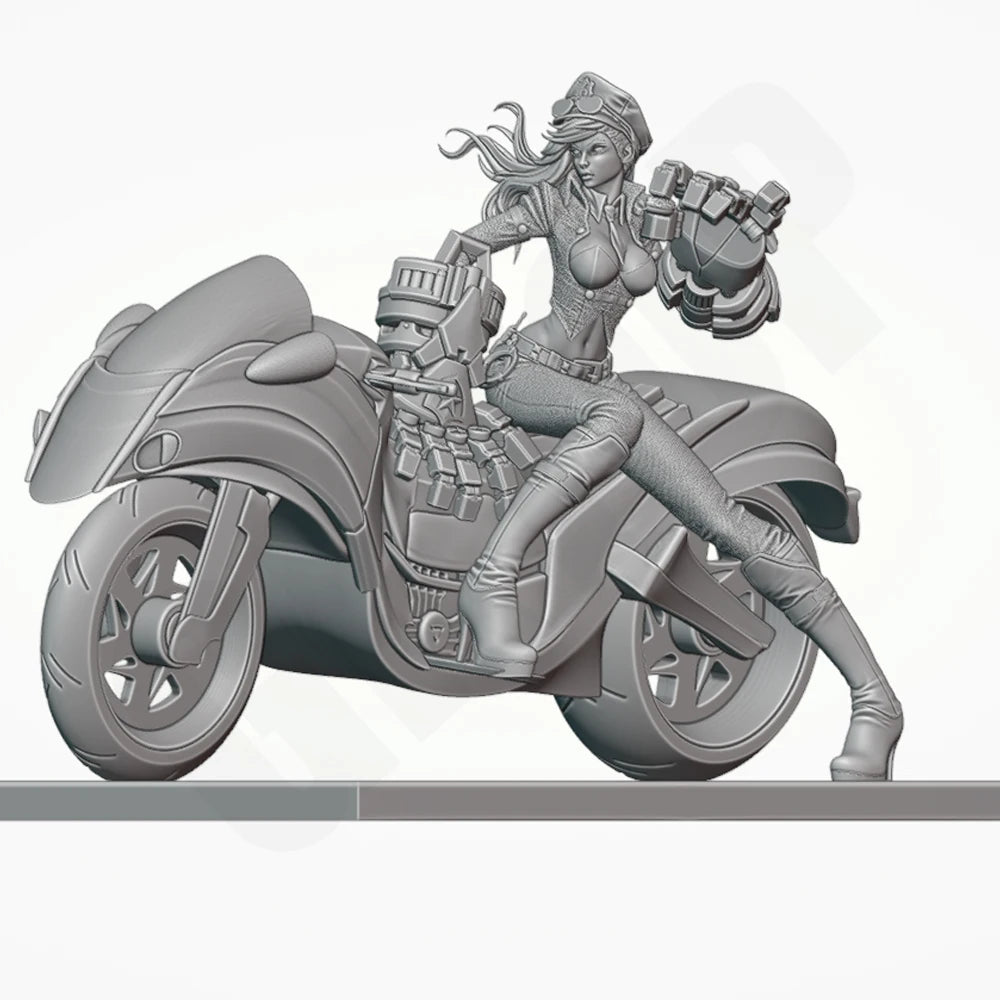 1/24 Tactical Officer on Motorcycle, Resin Model Figure Kit, Anime Theme, Unassembled and Unpainted