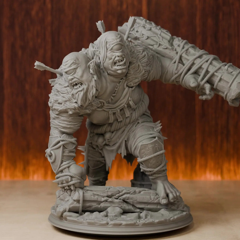 54mm Ettin Giant Monster Boss, Resin Model Figure Kit, Fantasy Theme, Unassembled and Unpainted