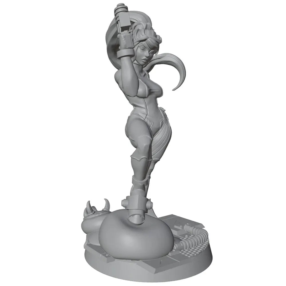 75mm Female Commando with Scythe and Rifle, Resin Model Figure Kit, Sci-Fi Theme, Unassembled and Unpainted