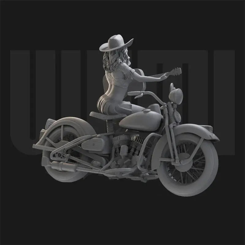 1/18 Motorcycle Pin-up Girl, 3 Figures, Resin Model Figure Kit, Unassembled and Unpainted