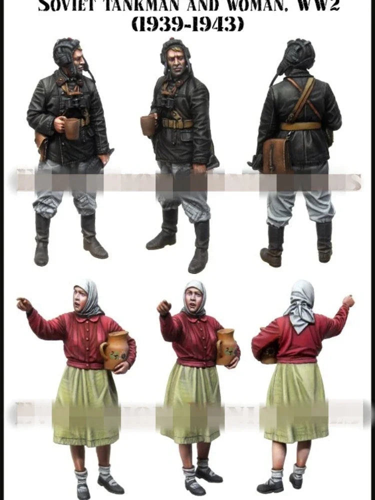 1/35 WWII Soviet Infantry with Female Soldiers, 6 Figures, Resin Model Figure Kit, Unassembled and Unpainted