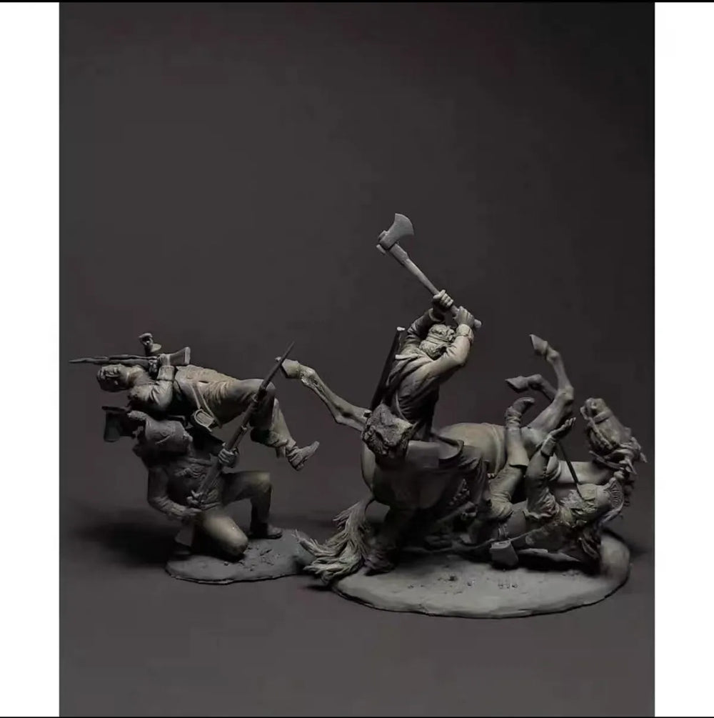 1/32 Warriors, 4 Figures, Resin Model Figure Kit, Fantasy Theme, Unassembled and Unpainted