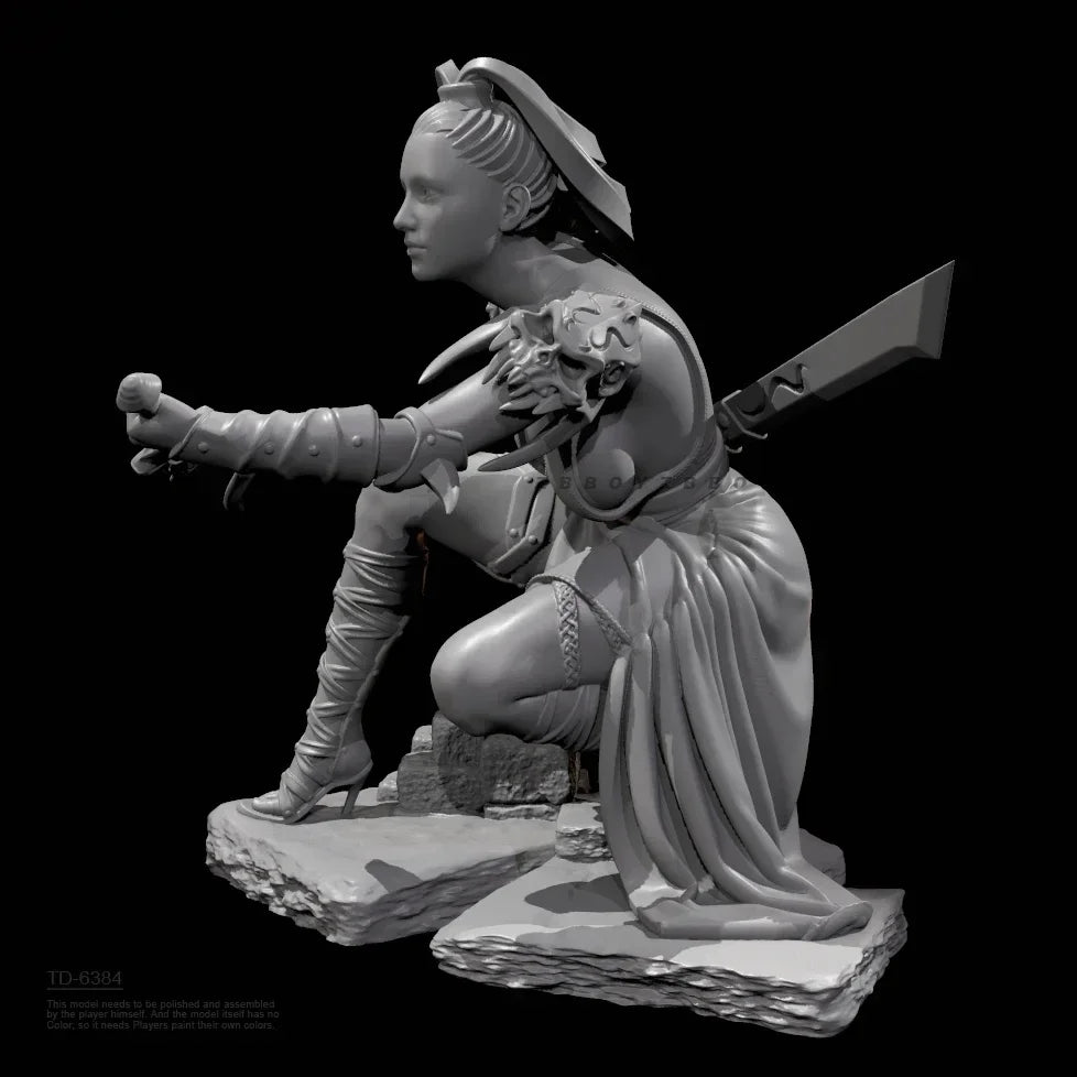 65mm Female Warrior, Resin Model Figure Kit, Fantasy Theme, Unassembled and Unpainted
