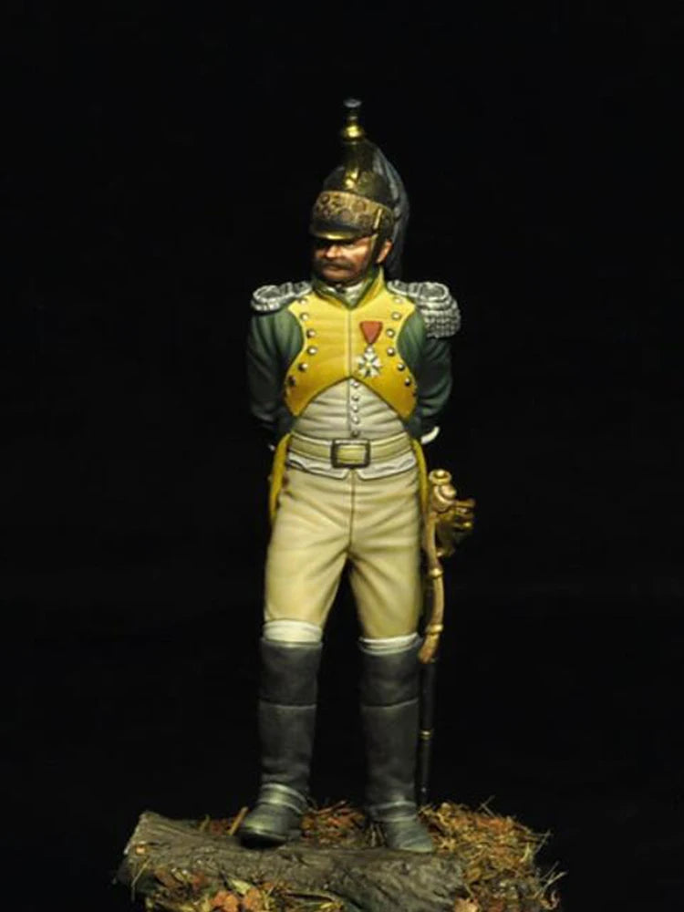 1/32 Napoleonic Cavalry Officer in Yellow Uniform, Resin Model Figure Kit, Unassembled and Unpainted
