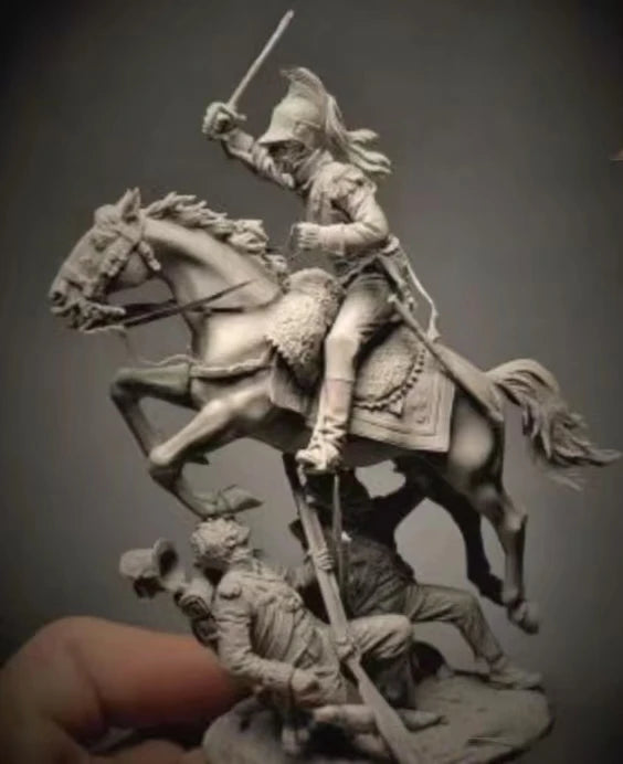 54mm Mounted Warrior, Resin Model Figure Kit, Fantasy Theme, Unassembled and Unpainted