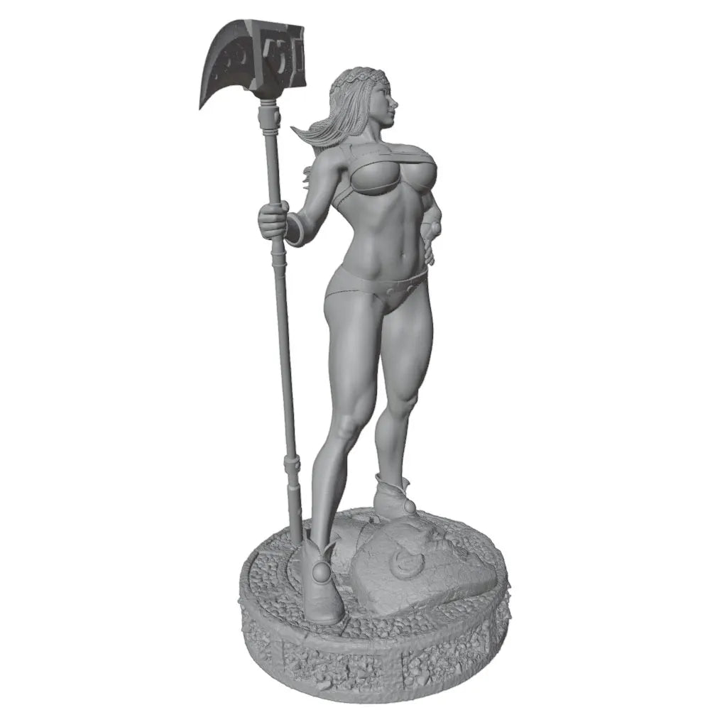 1/24 Female Warrior with Axe, Resin Model Figure Kit, Fantasy Theme, Unassembled and Unpainted