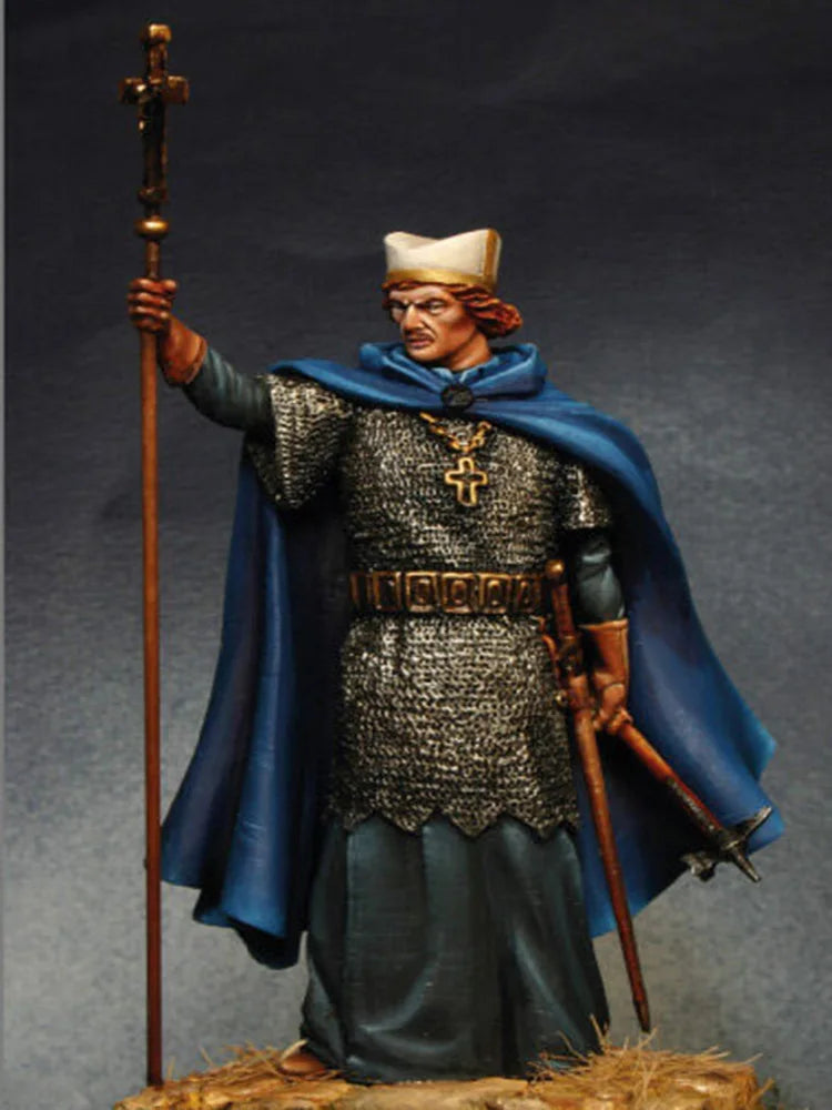 1/24 Ancient Roman Commander with Spear and Blue Cloak, Resin Model Figure Kit, Unassembled and Unpainted
