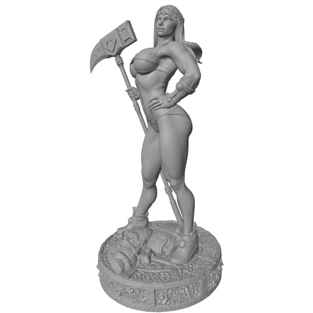 1/24 Female Warrior with Axe, Resin Model Figure Kit, Fantasy Theme, Unassembled and Unpainted