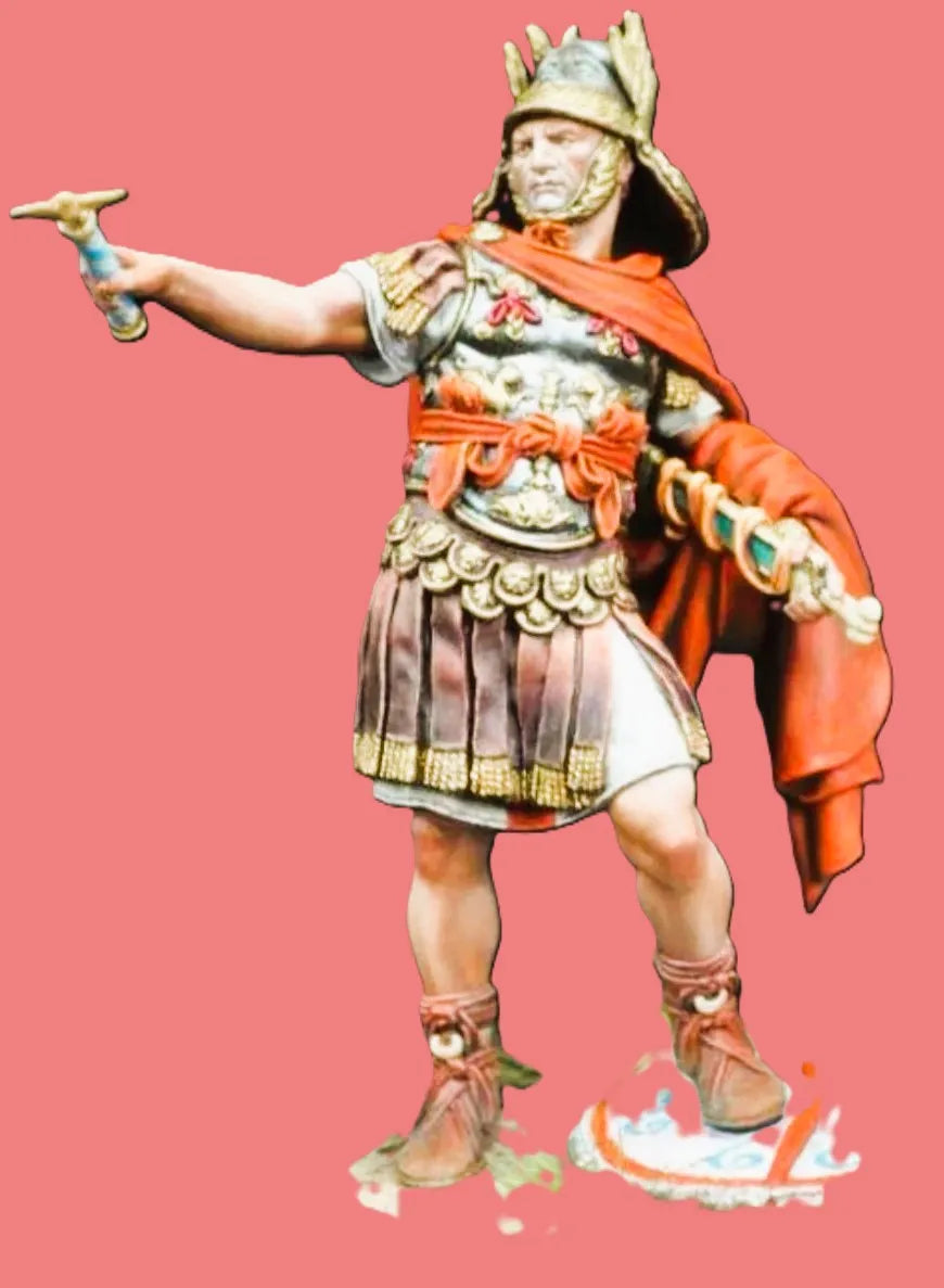 1/32 Roman General in Segmented Armor with Polearm, Resin Model Figure Kit, Fantasy Theme, Unassembled and Unpainted