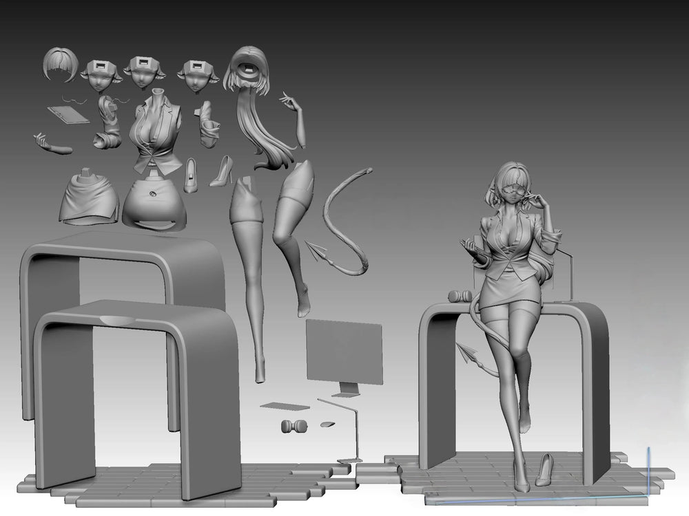 180mm Female Secretary, Resin Model Figure Kit, Anime Theme, Unassembled and Unpainted