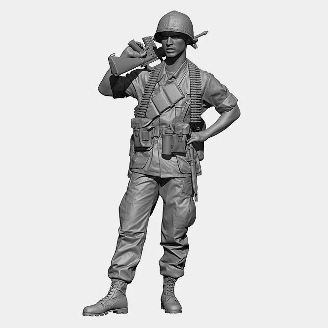 1/35 WWII US Infantryman Standing Alert with Rifle, Resin Model Figure Kit, Unassembled and Unpainted