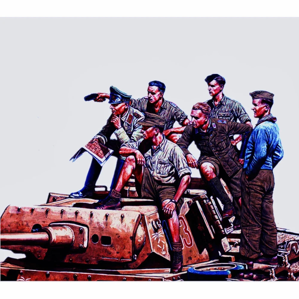 1/16 WWII German Panzer Crew, 6 Figures, Resin Model Vehicle Kit, Unassembled and Unpainted