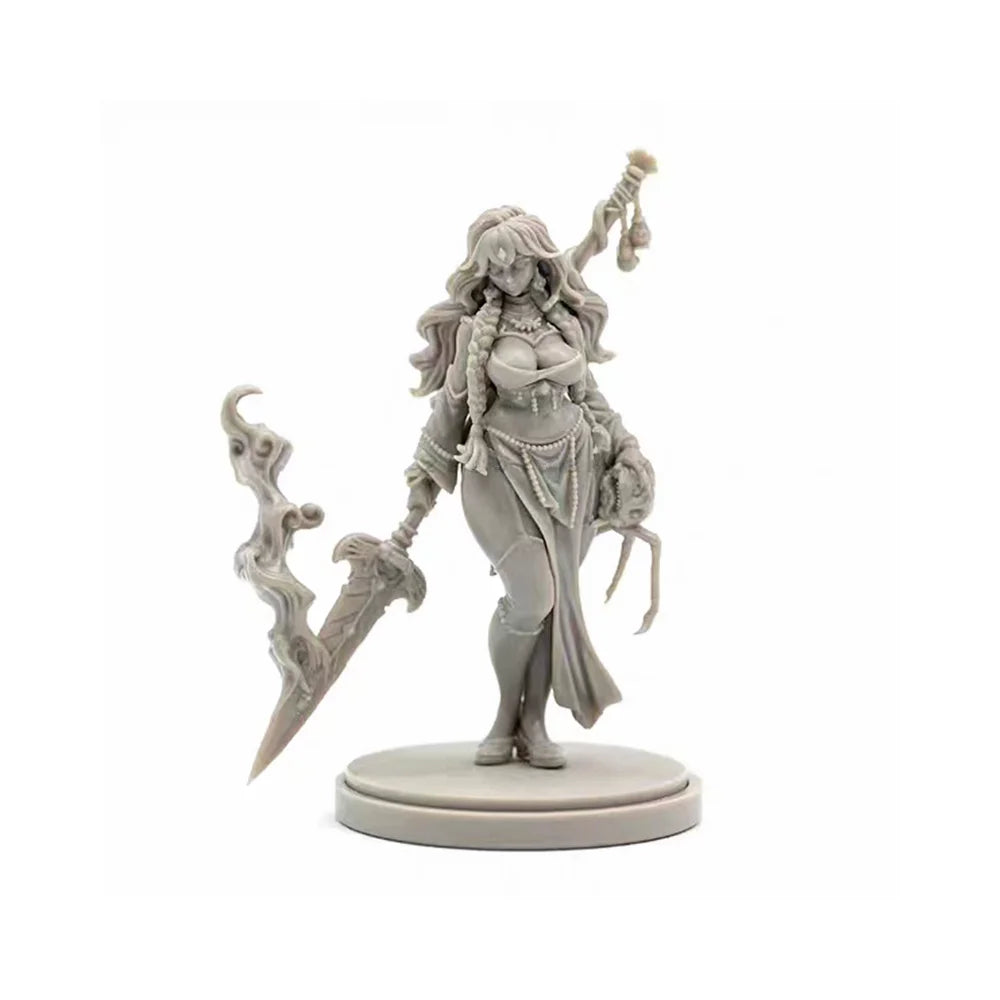 Sorceress with Wyvern Familiar and Staff, Resin Model Figure Kit, Fantasy Theme, Unassembled and Unpainted