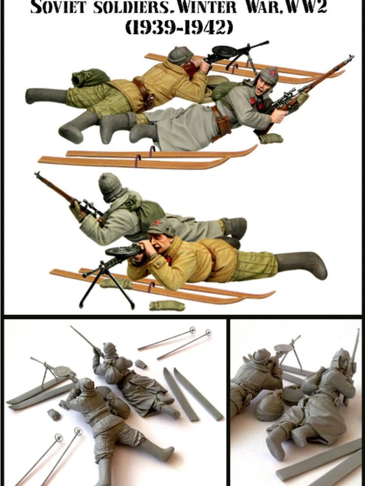 1/35 WWII Soviet Winter Troops, 2 Figures, Resin Model Figure Kit, Unassembled and Unpainted