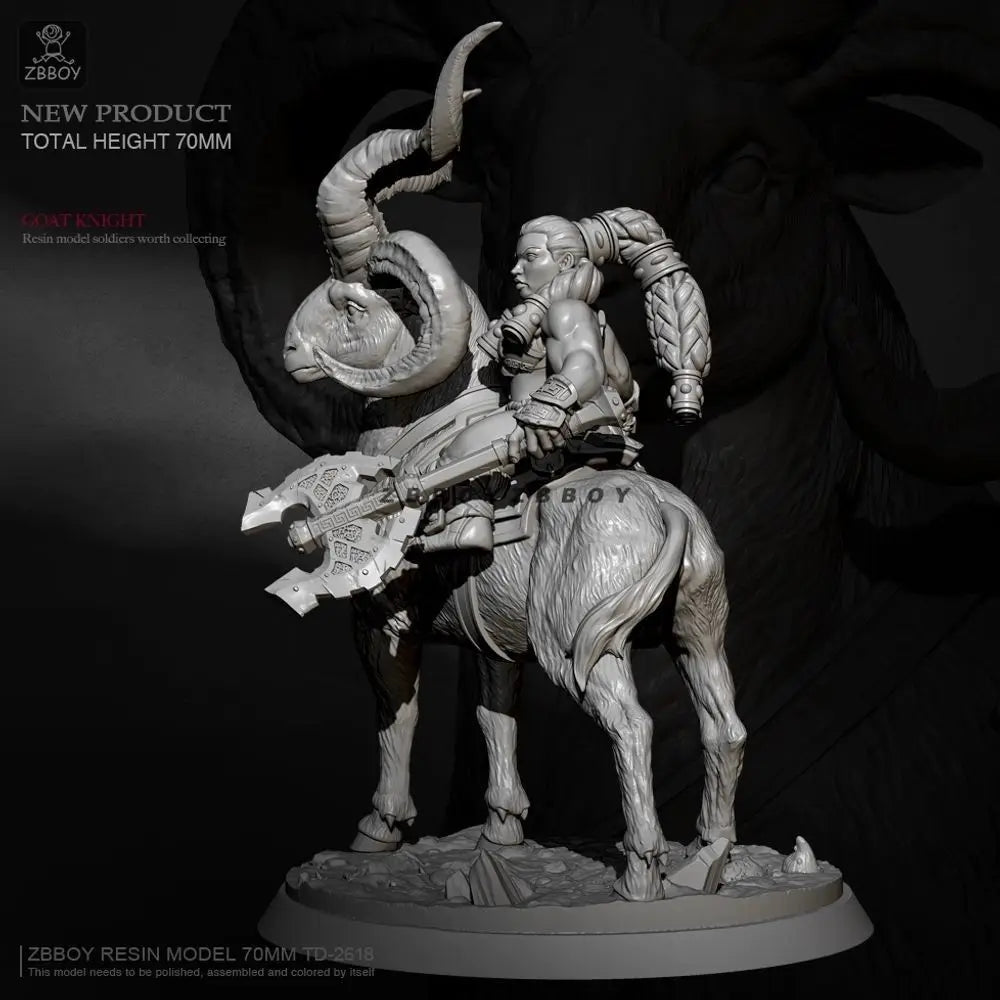 70mm Female Warrior on Beast, Resin Model Figure Kit, Fantasy Theme, Unassembled and Unpainted