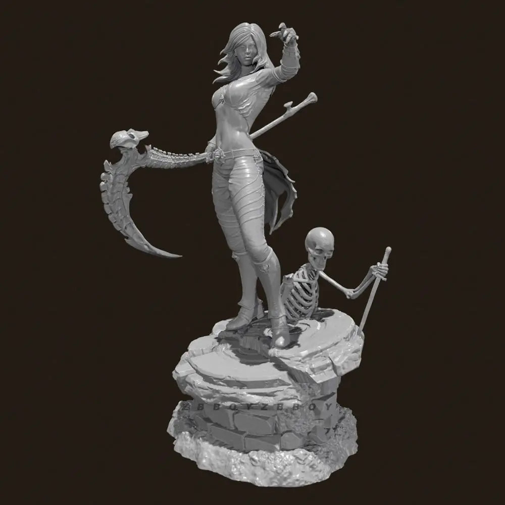 80mm Hell's Female Reaper, Resin Model Figure Kit, Fantasy Theme, Unassembled and Unpainted
