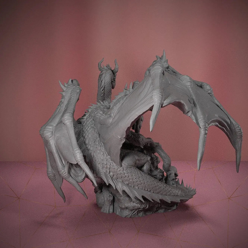 90mm Three-Headed Dragon Queen, Resin Model Figure Kit, Fantasy Theme, Unassembled and Unpainted