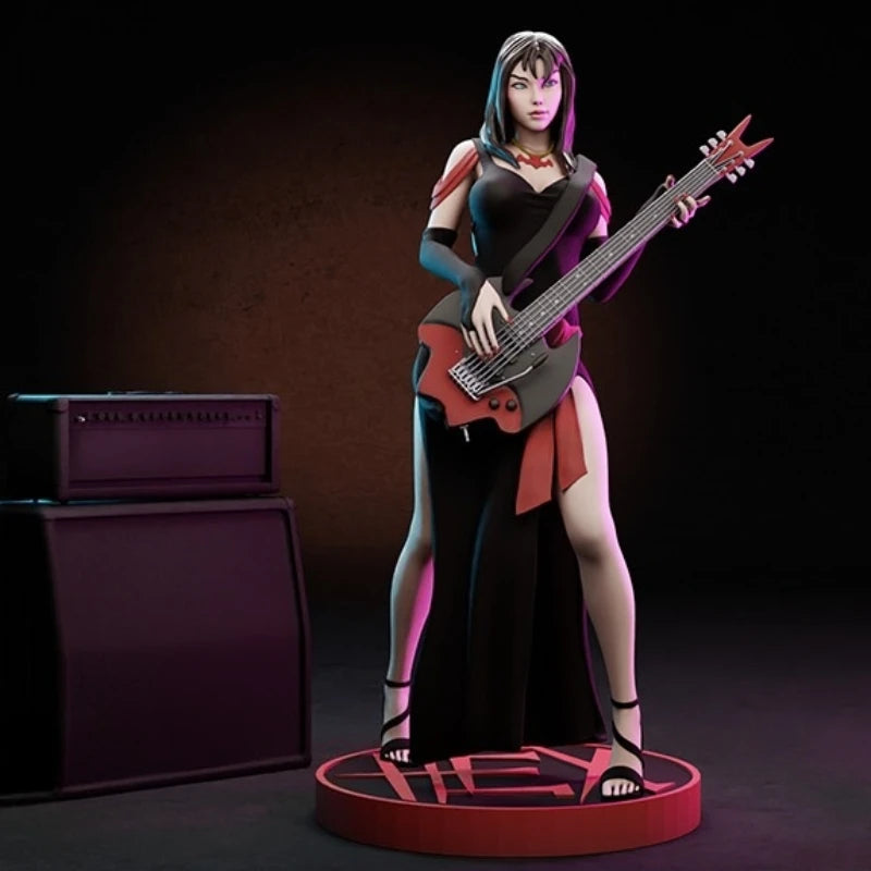 1/24 Female Rock Guitarist, Resin Model Figure Kit, Anime Theme, Unassembled and Unpainted