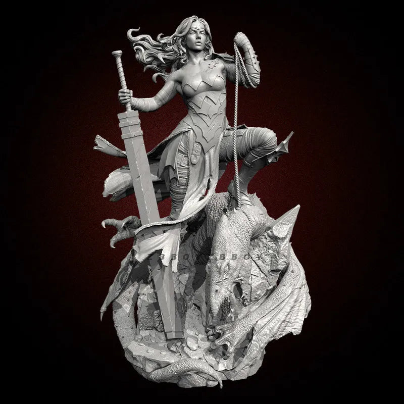 75mm Dragon Slayer, Resin Model Figure Kit, Fantasy Theme, Unassembled and Unpainted
