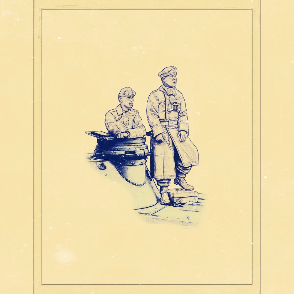 1/35 WWII German Panzer Commander Briefing Crewman, 2 Figures, Resin Model Figure Kit, Unassembled and Unpainted