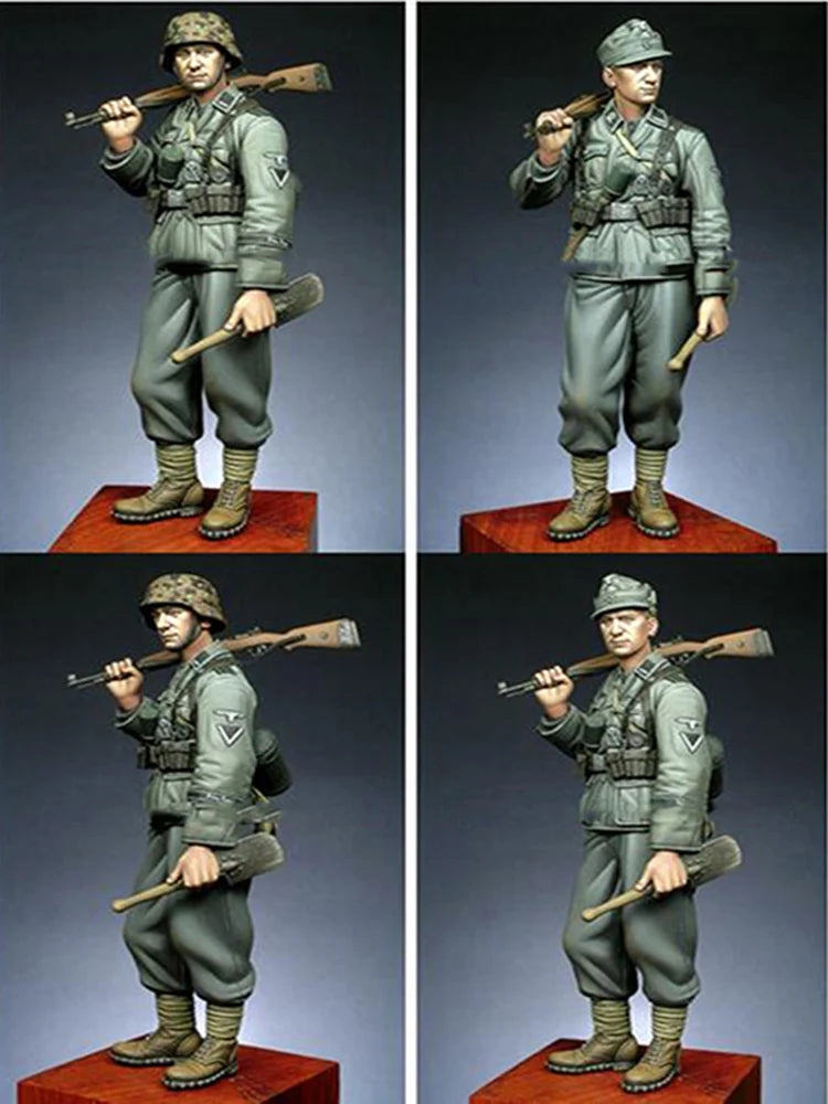 120mm WWII German Infantryman with MP40, Resin Model Figure Kit, Unassembled and Unpainted