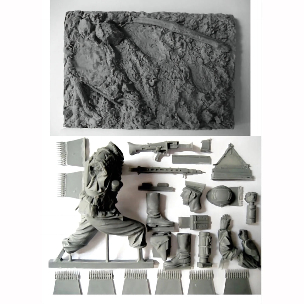 1/16 Modern Soldier Machine Gunner, Resin Model Figure Kit, Unassembled and Unpainted