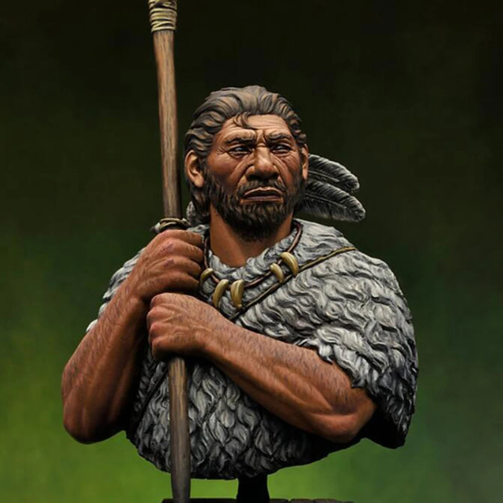 1/10 Medieval Feathered Barbarian Warrior with Axe, Resin Model Bust Kit, Unassembled and Unpainted