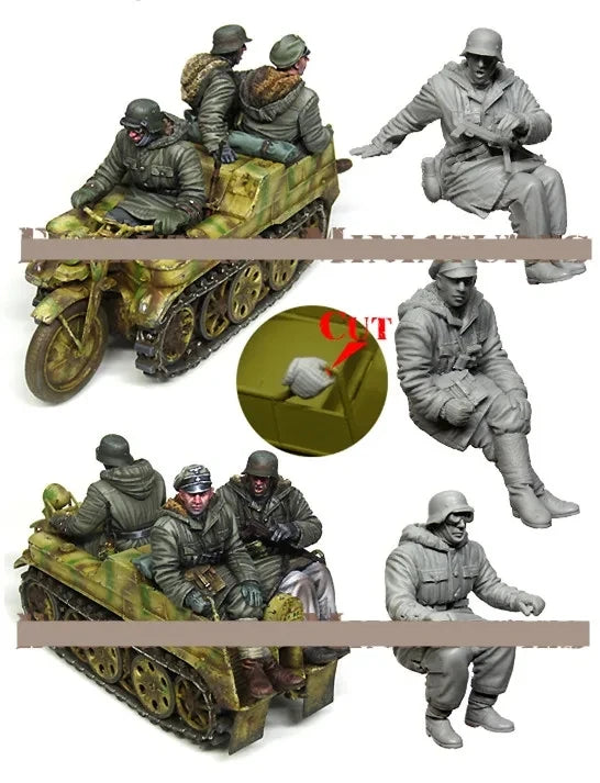1/35 WWII German Soldiers & Crew, 6 Figures, Resin Model Figure Kit, Unassembled and Unpainted