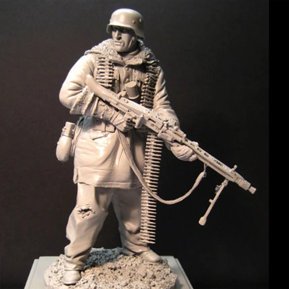 1/16 Modern German Machine Gunner in Greatcoat, Resin Model Figure Kit, Unassembled and Unpainted