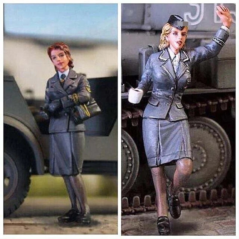 1/35 WWII German Women's Auxiliary, 2 Figures, Resin Model Figure Kit, Unassembled and Unpainted