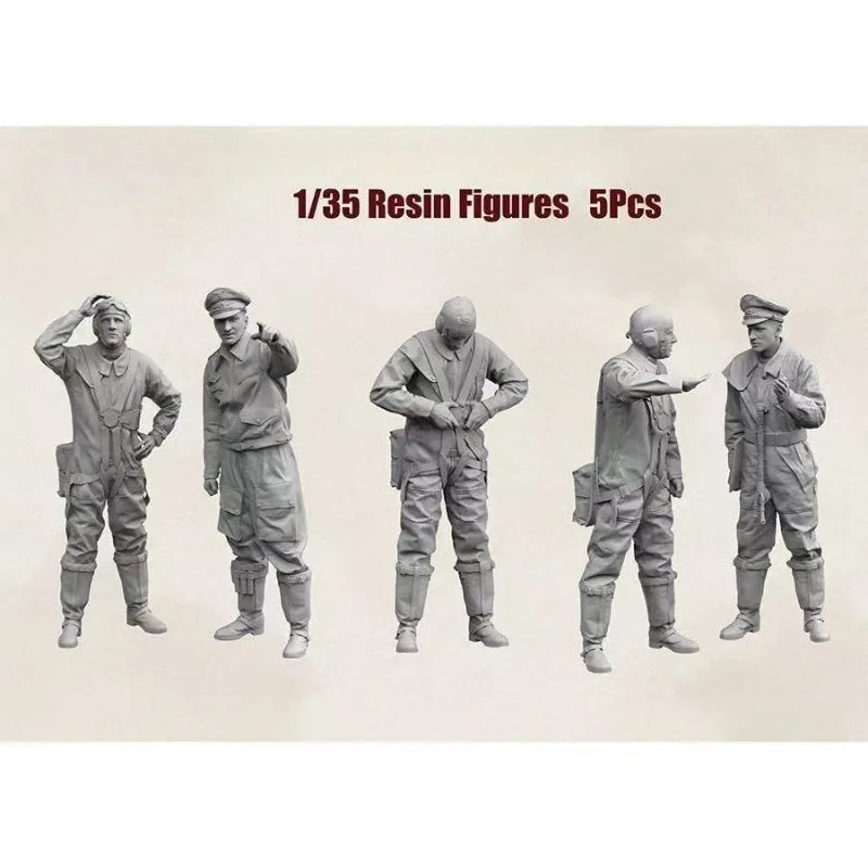 1/35 WWII Military Pilots, 5 Figures, Resin Model Figure Kit, Unassembled and Unpainted