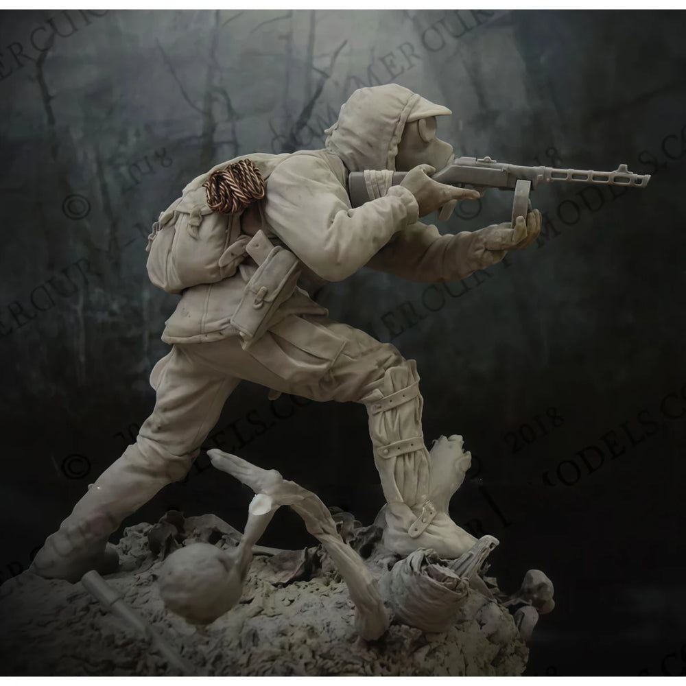 54mm Modern Soldier with Gas Mask, Resin Model Figure Kit, Unassembled and Unpainted