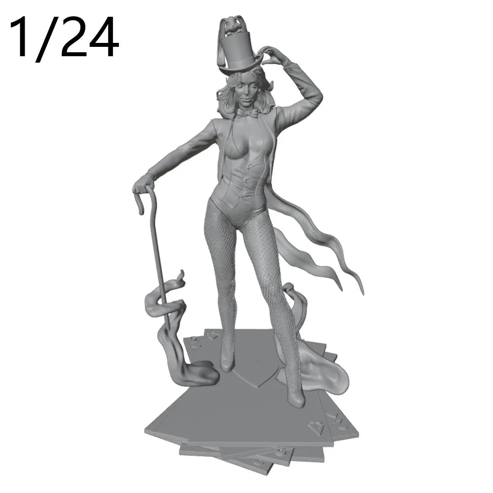 1/24 Pinup Female Magician, Resin Model Figure Kit, Unassembled and Unpainted