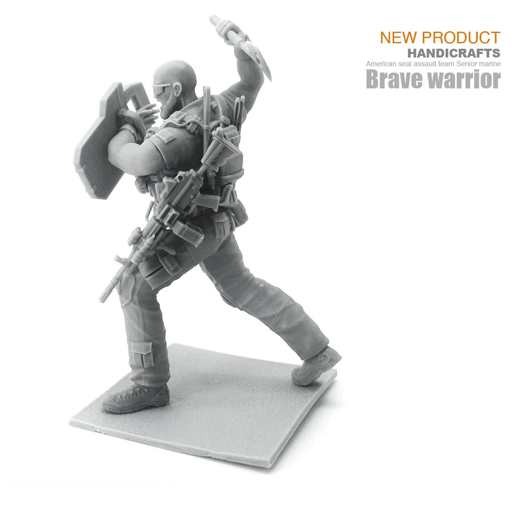 75mm Modern Soldier Axe & Shield, Resin Model Figure Kit, Unassembled and Unpainted