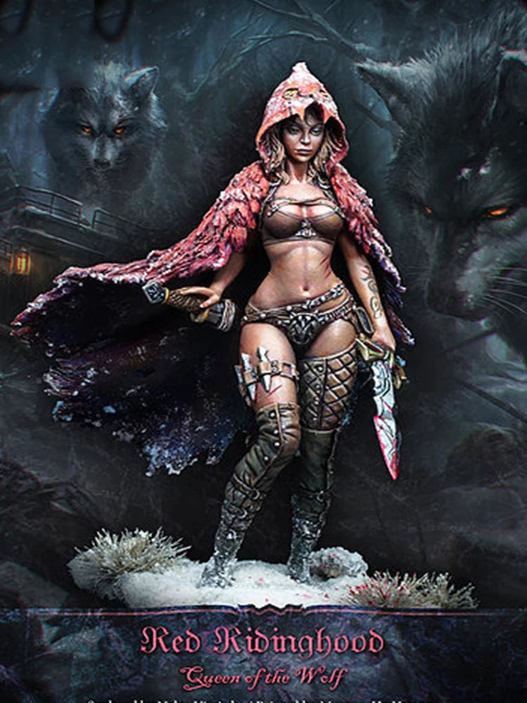 75mm Dark Fantasy Red Ridinghood, Resin Model Figure Kit, Fantasy Theme, Unassembled and Unpainted