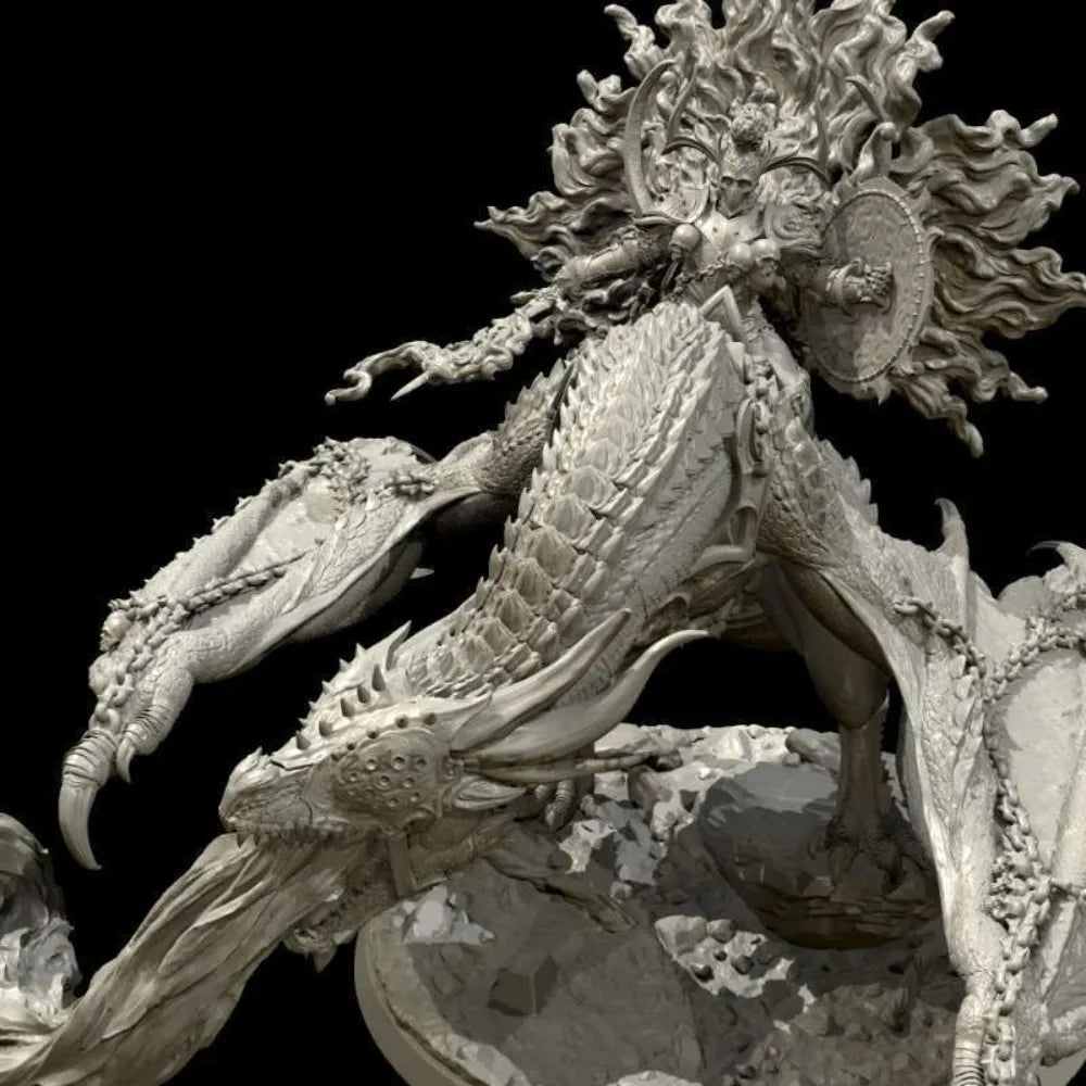 85mm Evil Fire Dragon, Resin Model Figure Kit, Fantasy Theme, Unassembled and Unpainted