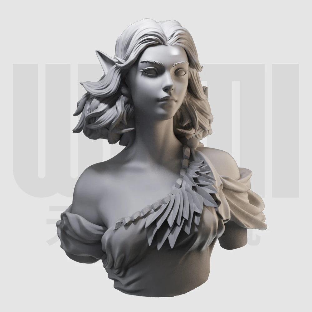 1/10 Elven Female, 3 Figures, Resin Model Bust Kit, Fantasy Theme, Unassembled and Unpainted