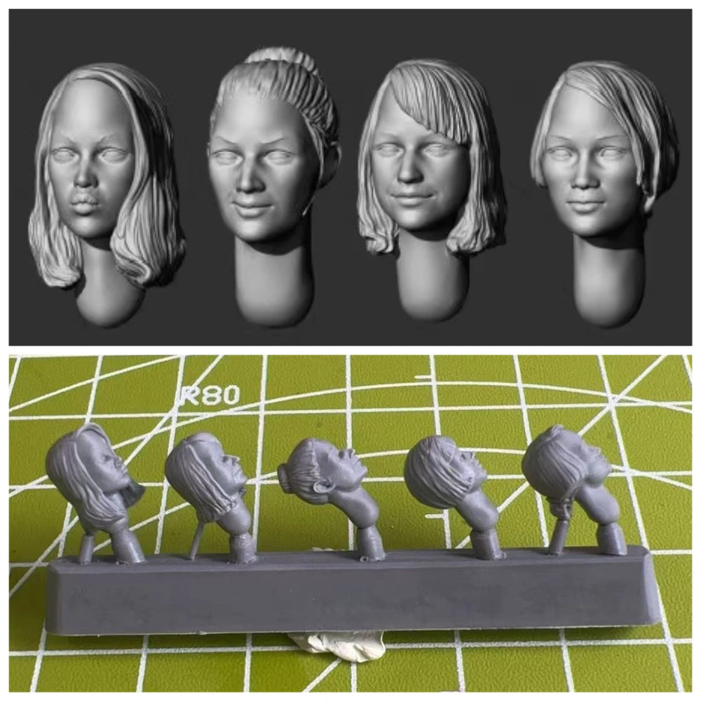 1/35 Female Character Heads, 20 Figures, Resin Model Figure Kit, Fantasy Theme, Unassembled and Unpainted