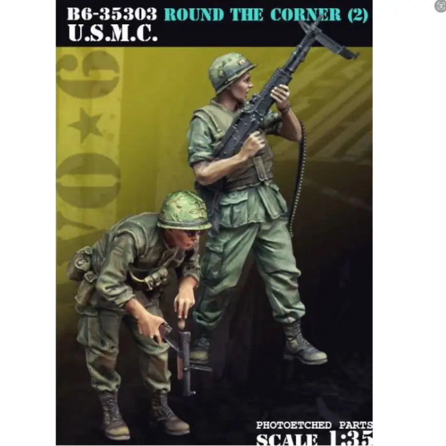 1/35 Vietnam War US Marine Corps Soldiers, 2 Figures, Resin Model Figure Kit, Unassembled and Unpainted
