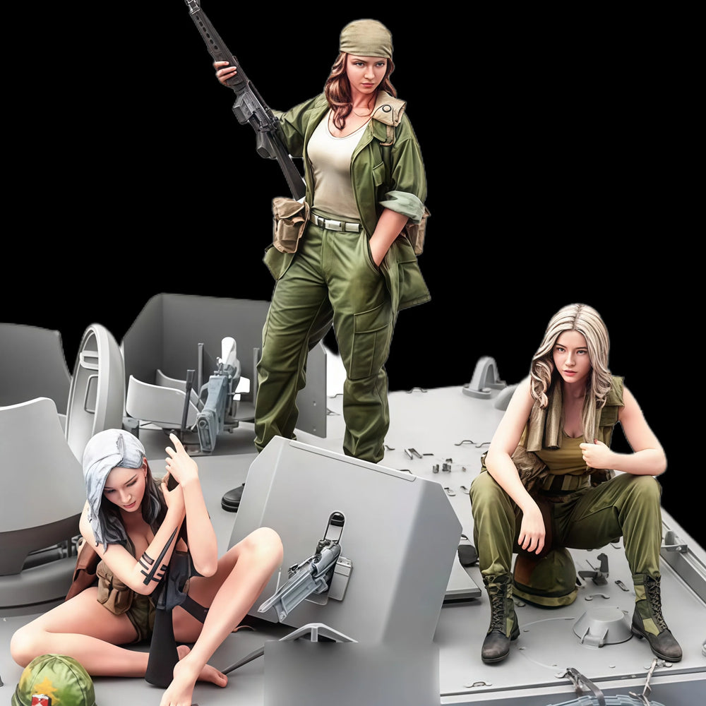 1/16 Modern Female Soldiers, 6 Figures, Resin Model Diorama Kit, Unassembled and Unpainted