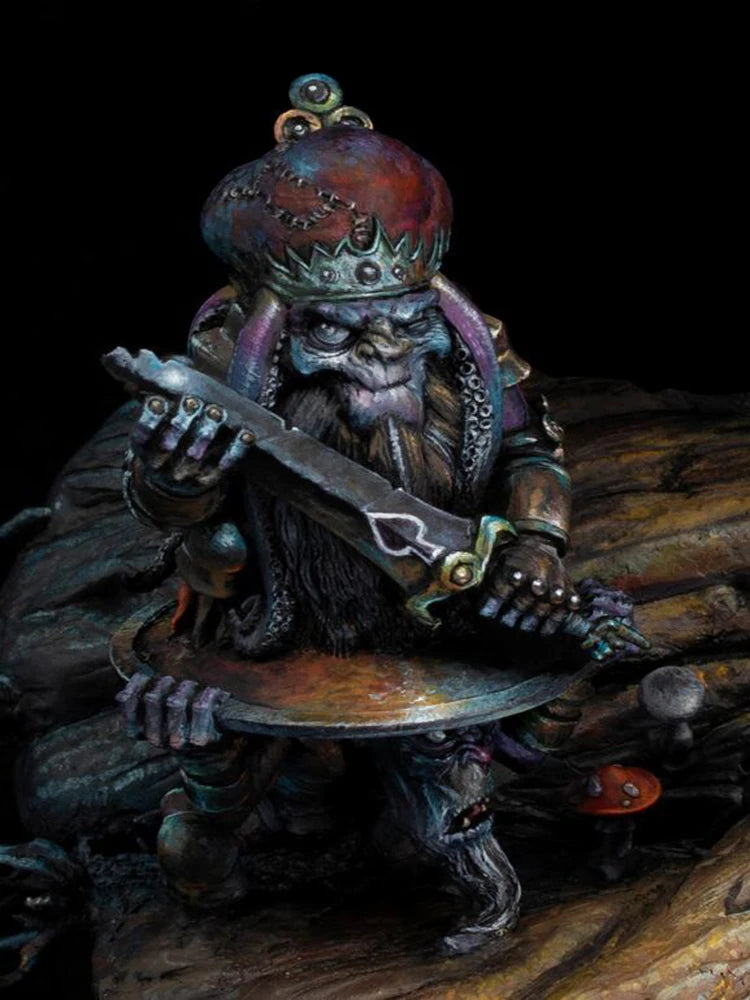 1/24 Ancient Dwarf Warrior with Ornate Armor and Poleaxe, Resin Model Figure Kit, Unassembled and Unpainted
