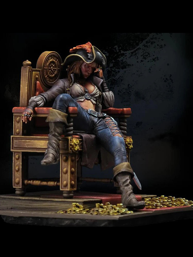 1/24 Barbarian Warrior on Ornate Throne, Resin Model Figure Kit, Fantasy Theme, Unassembled and Unpainted