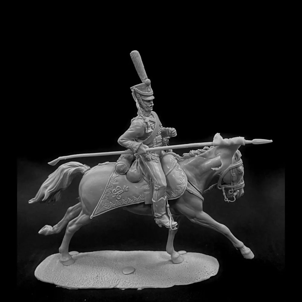 54mm Napoleonic Russian Hussars, 4 Figures, Resin Model Figure Kit, Unassembled and Unpainted