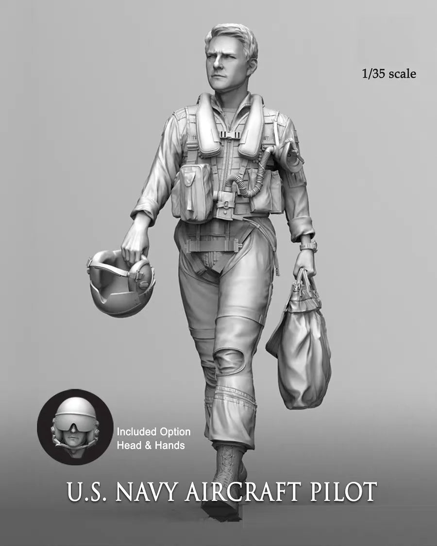1/35 WWII US Navy Pilot, Resin Model Figure Kit, Unassembled and Unpainted