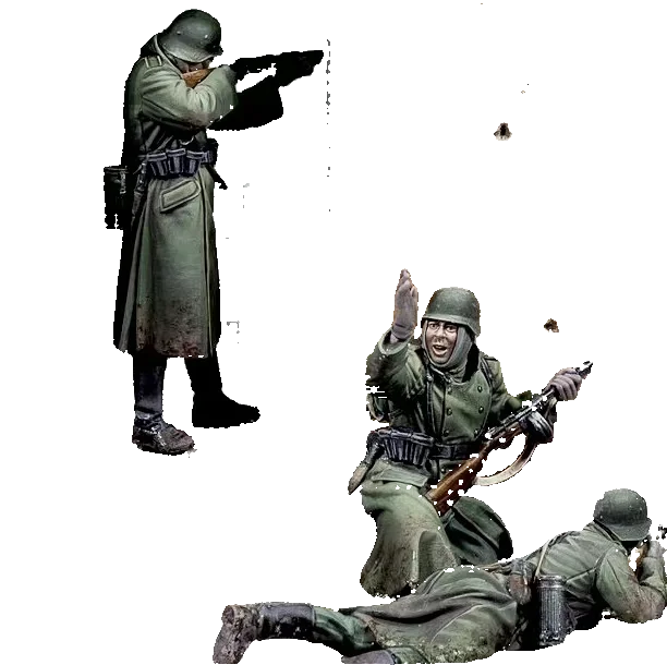 1/35 WWII German Winter Combat Soldiers, 3 Figures, Resin Model Figure Kit, Unassembled and Unpainted