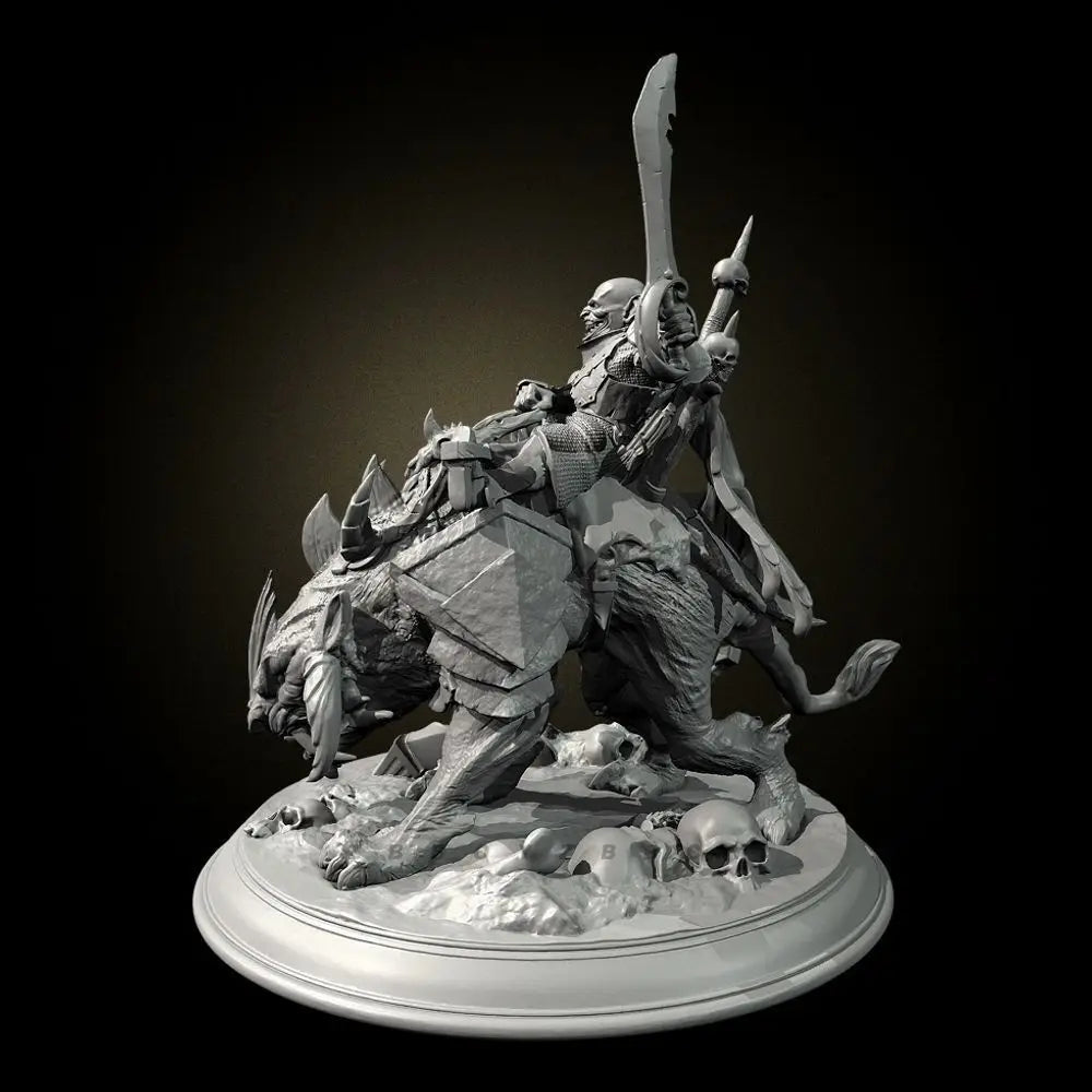 75mm Orc Cavalry Warrior, Resin Model Figure Kit, Fantasy Theme, Unassembled and Unpainted