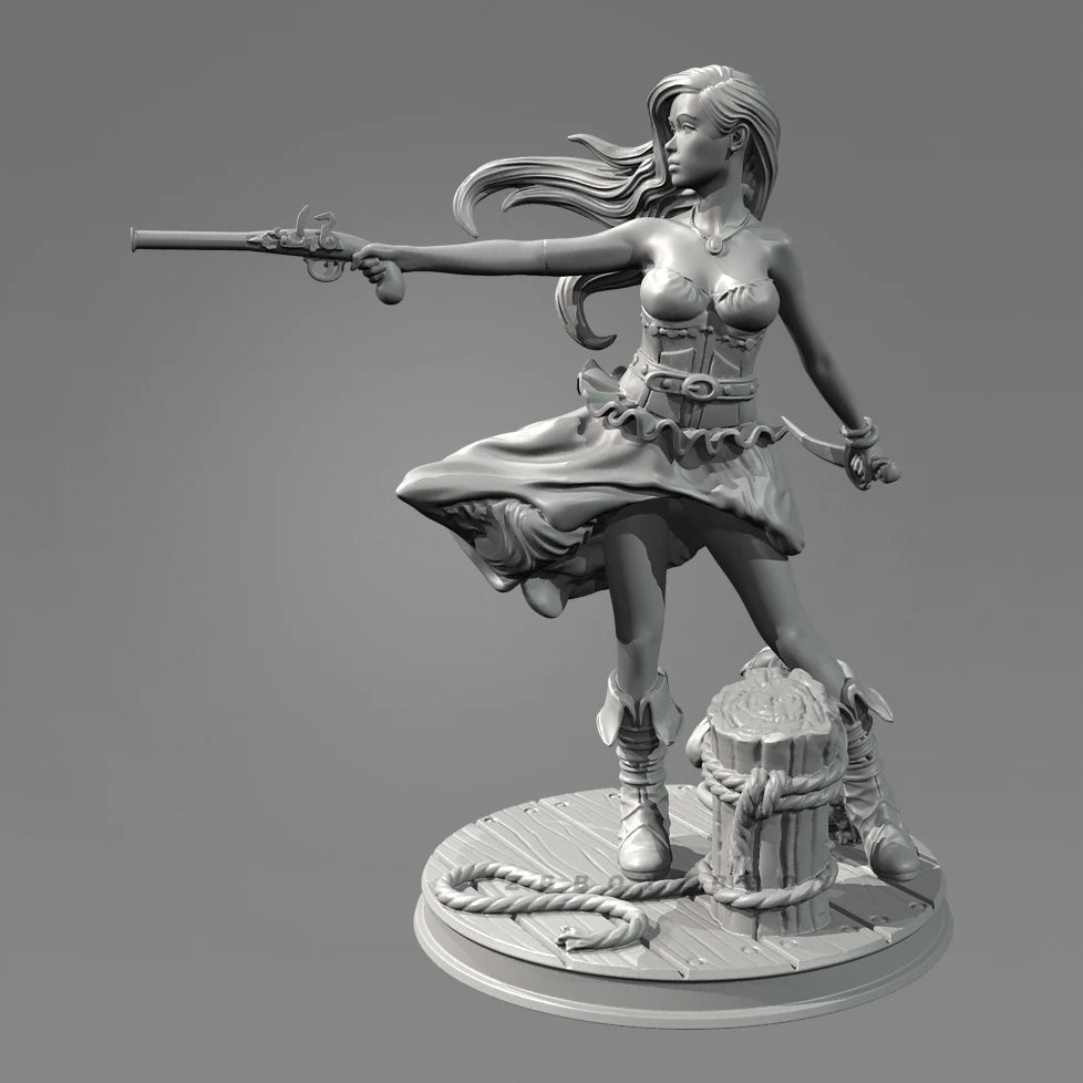 75mm Female Military Pinup, 3 Figures, Resin Model Figure Kit, Unassembled and Unpainted